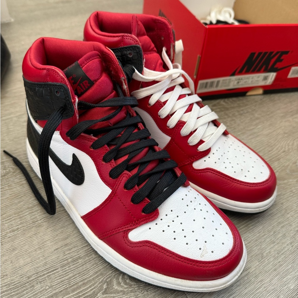 Jordan High Top Sneakers in Crimson, White and Black